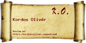 Kordos Olivér névjegykártya